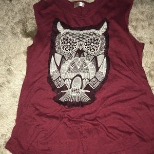 Owl burgundy tank